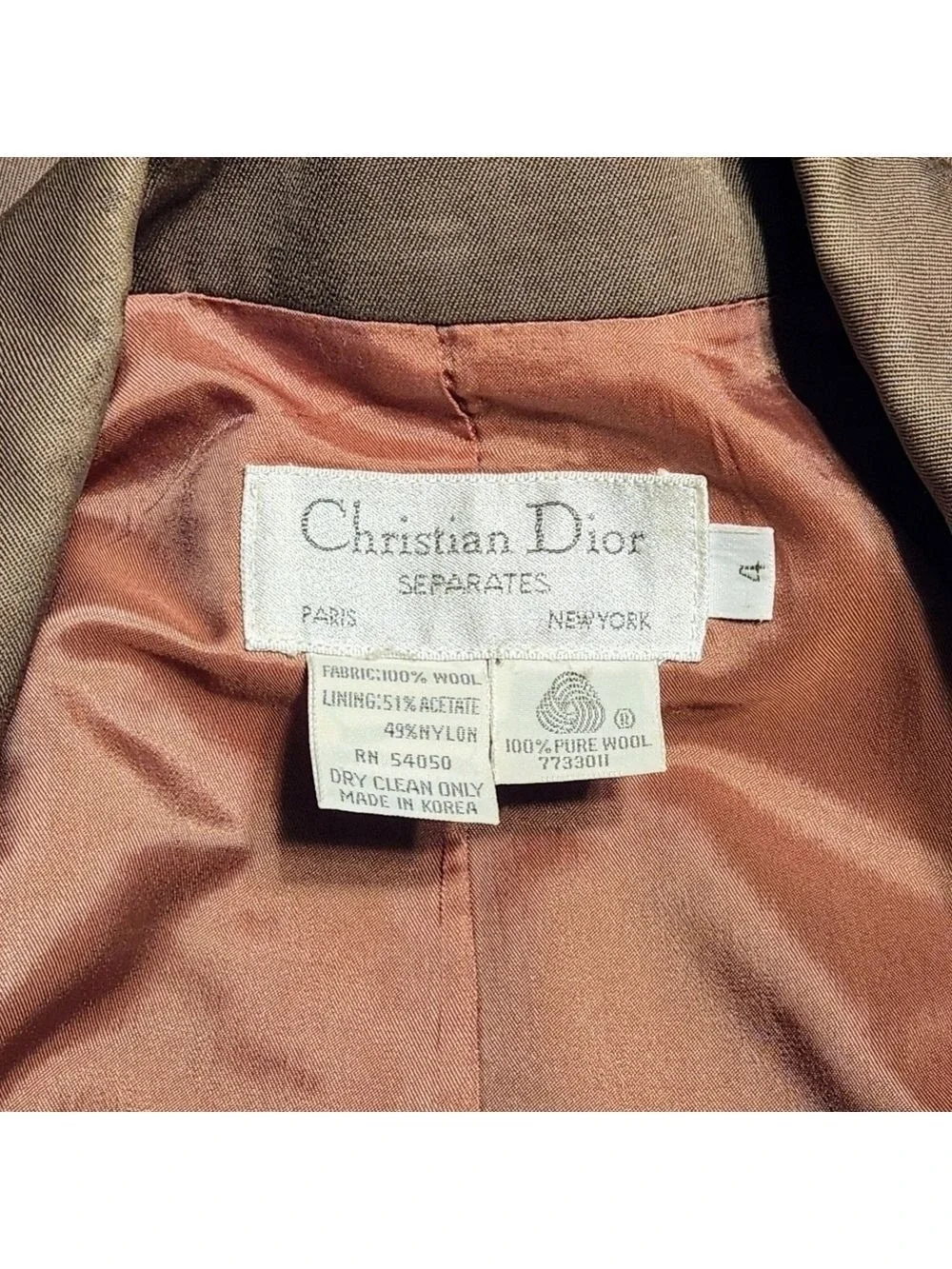 Christian Dior Brown Wool Blazer Jacket Size 4